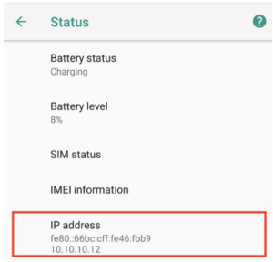 Android device status screen shot