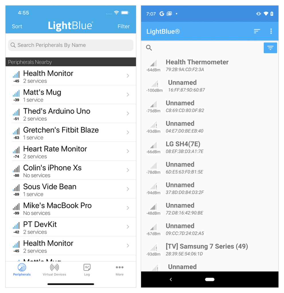 LightBlue Features: screenshot of scan screen