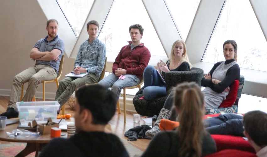 Team of engineers learning about background Bluetooth