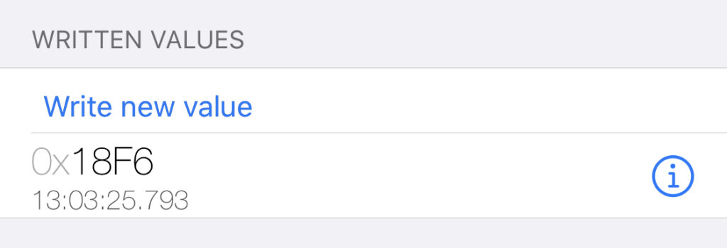 iOS screenshot of written values