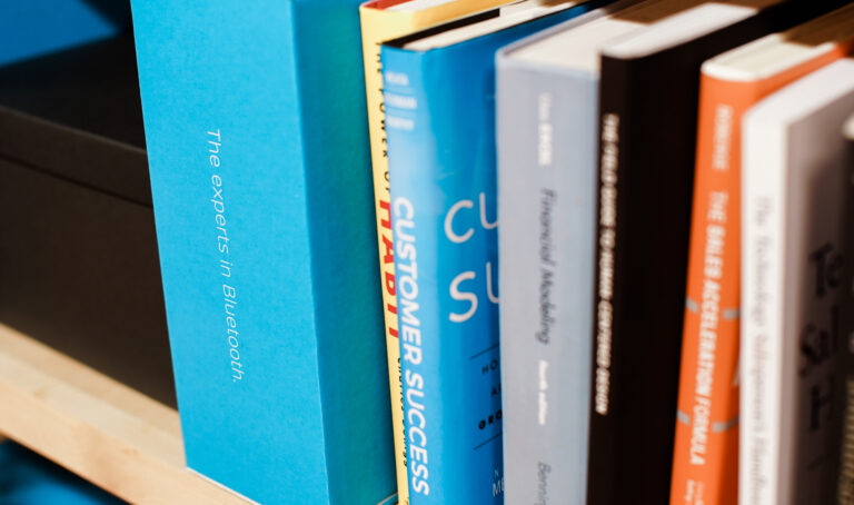 A row of books on a shelf
