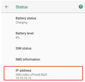 Android device status screen shot
