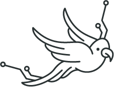 Bird-to-human protocol: stable. An outline of a bird flying with circuits come out of it.