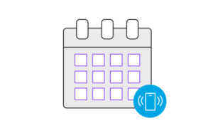 A calendar with a phone vibrating.