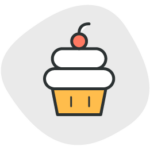 A cupcake with a cherry on top.