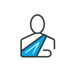 A person with their arm in a sling.