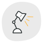 A work lamp shining.