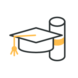 A graduation cap and a diploma.