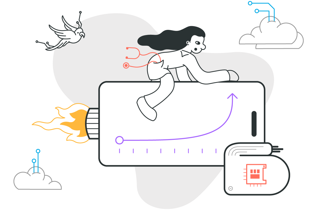 A doctor riding on a phone and medical implant.