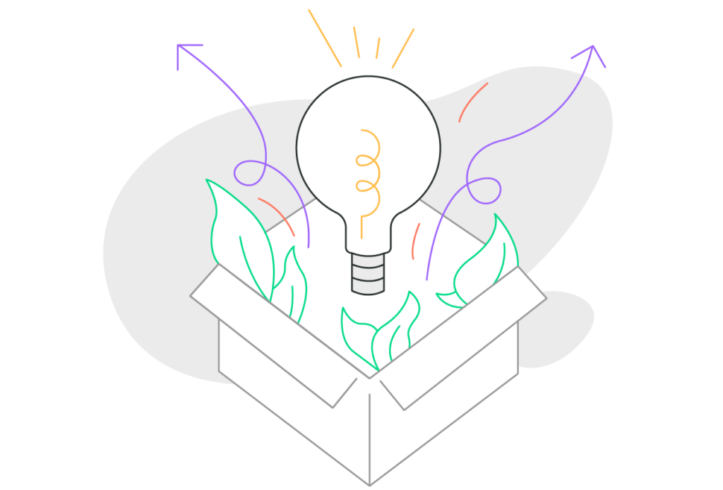 Bright ideas are easy. Better ones take guts. A light bulb inside a box.