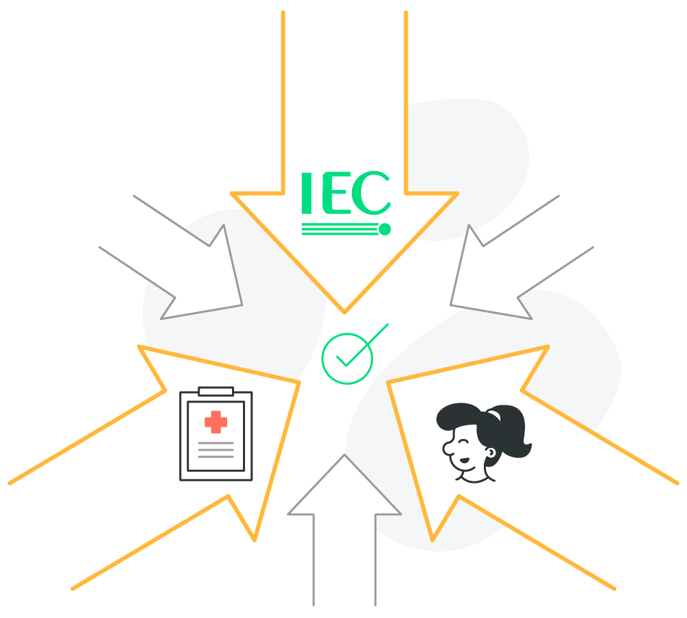 An illustration of a bunch of decision input arrows all converging upon a single check mark.